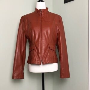 💜 MP 💜 Faux Leather Jacket Chocolate Brown Vegan Leather​
